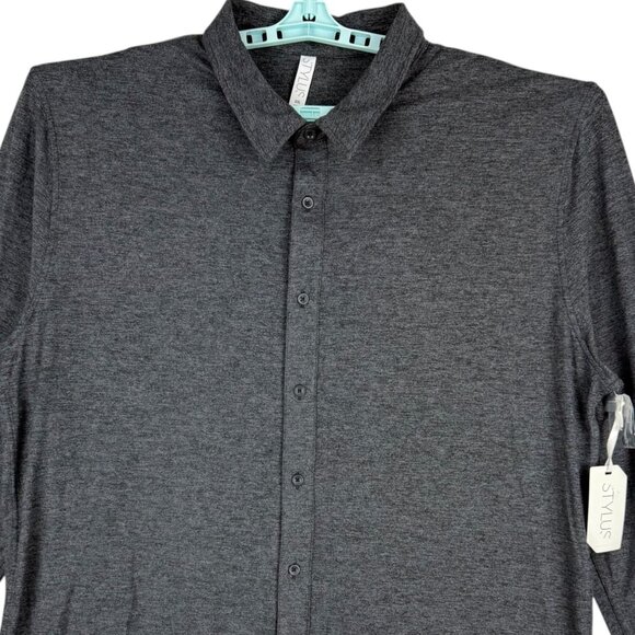 Stylus Men's Long Sleeve Stretch Buttons Casual French Indigo Shirt Size XXL NWT - Picture 3 of 11